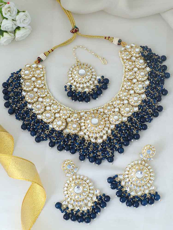 Navy Tvarika Jewellery Set - EOSS