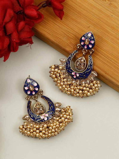 earrings - Bling Bag Navy Vilas Chaandbali Earrings