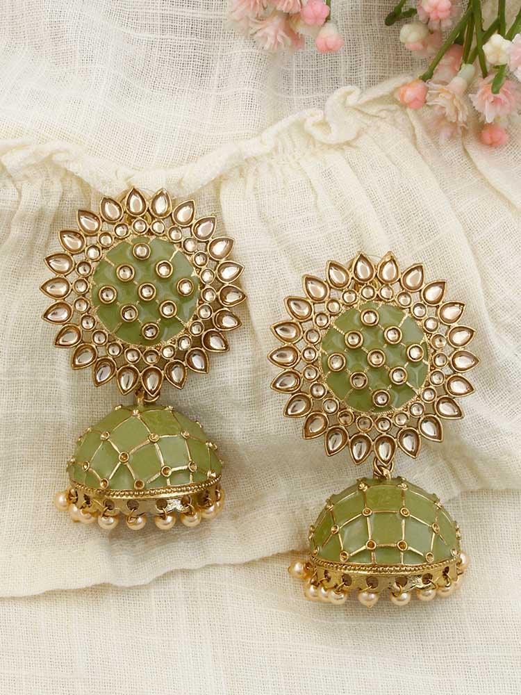 Olive Suraj Jhumkis - Bling Bag