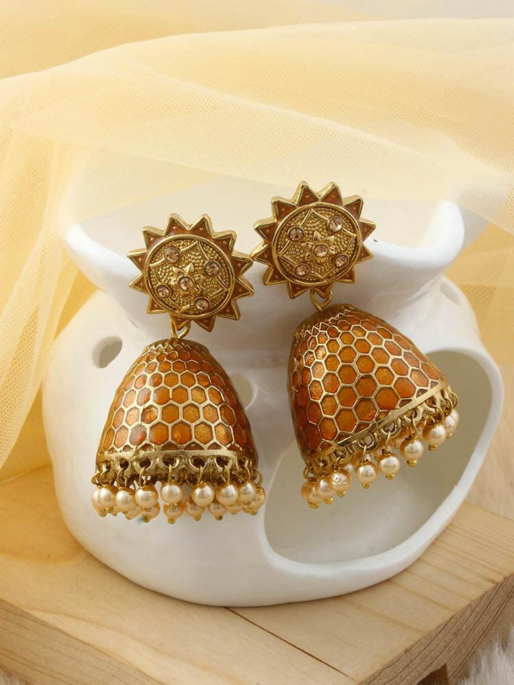 Orange Bell Jhumkis - Bling Bag