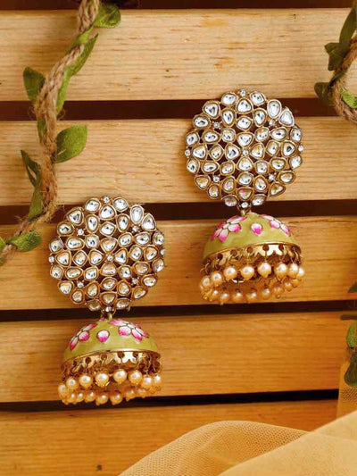 earrings - Bling Bag Olive Subhi Designer Jhumkis
