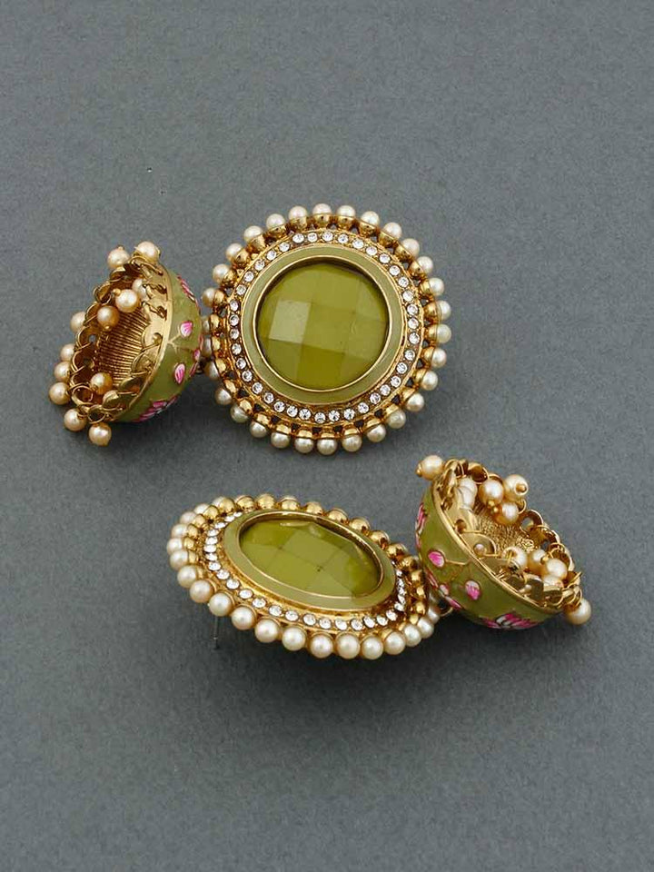 Olive Virat Jhumkis - Bling Bag