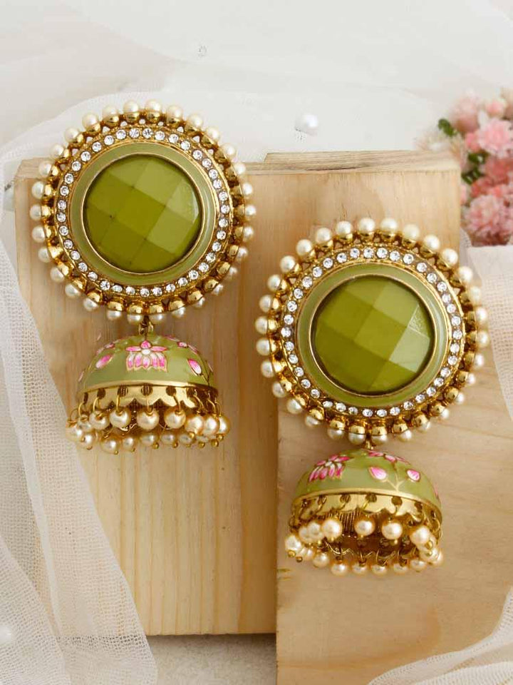 Olive Virat Jhumkis - Bling Bag