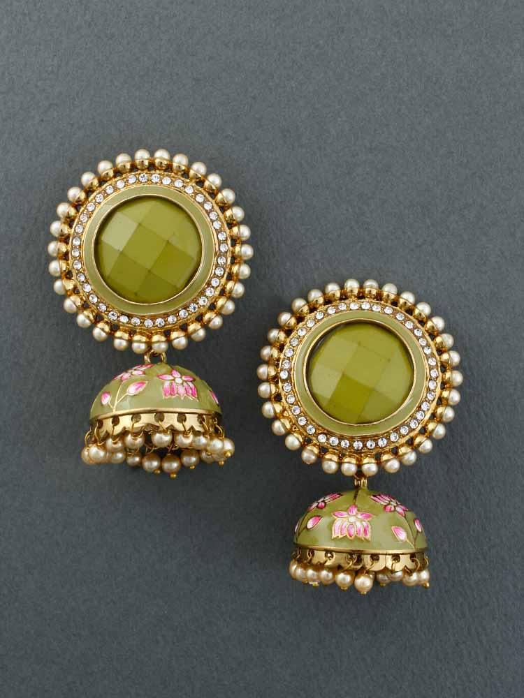 Olive Virat Jhumkis - Bling Bag