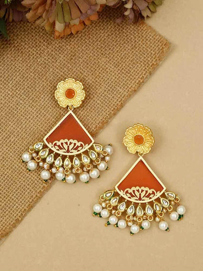 earrings - Bling Bag Orange Anupa Dangler Earrings