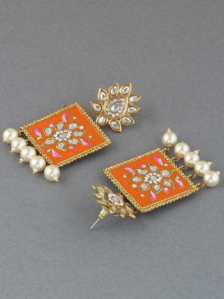 Orange Kalavati Designer Earrings - Bling Bag