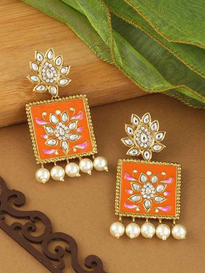Orange Kalavati Designer Earrings - Bling Bag
