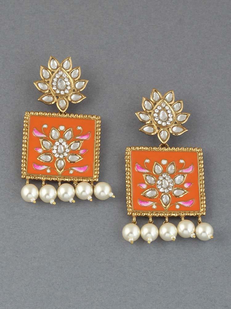 Orange Kalavati Designer Earrings - Bling Bag