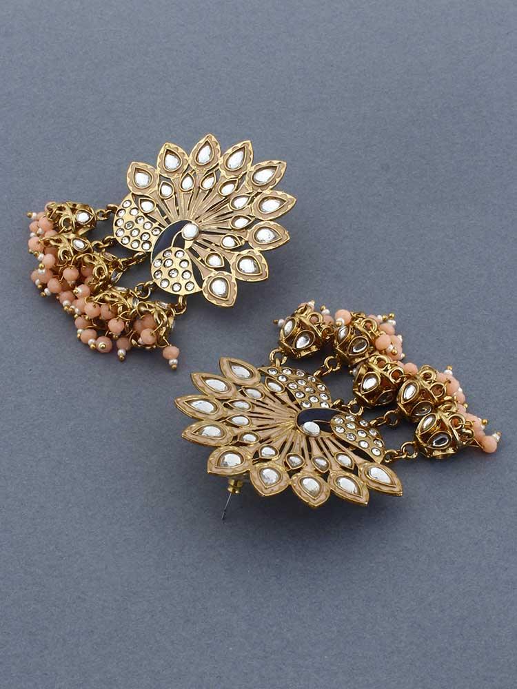 Peach Mayur Jhumkis - Bling Bag