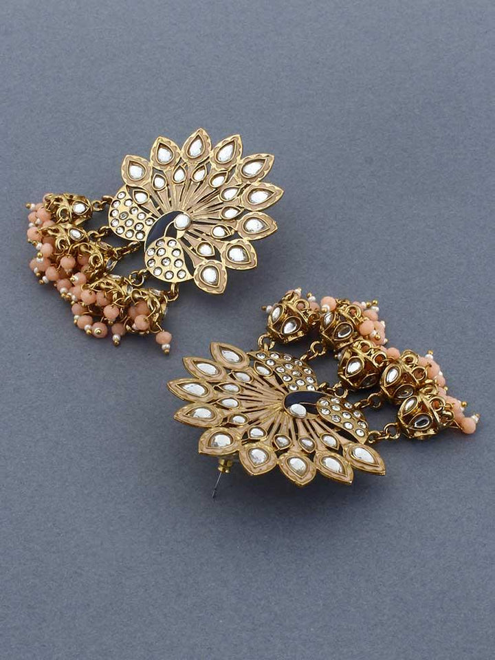 Peach Mayur Jhumkis - Bling Bag