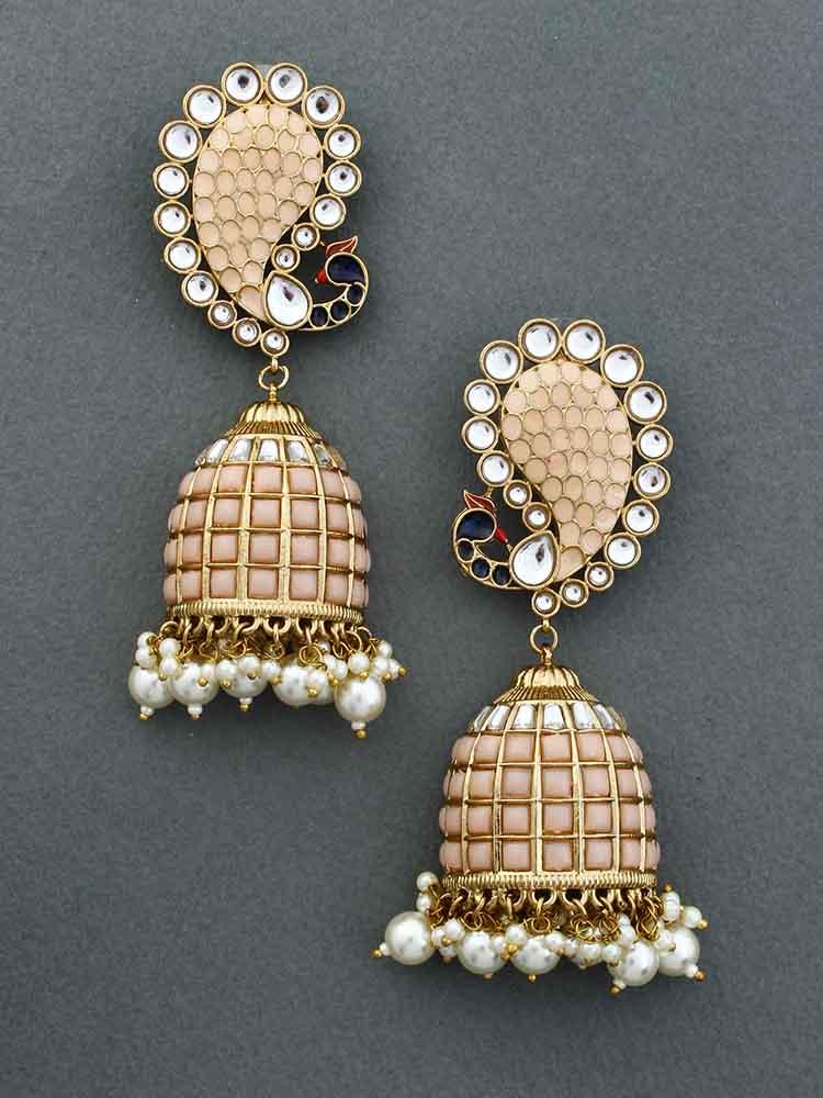 Peach Mayuri Jhumkis - Bling Bag