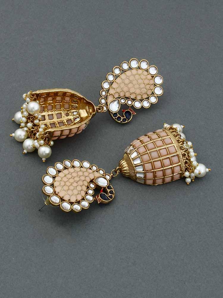 Peach Mayuri Jhumkis - Bling Bag