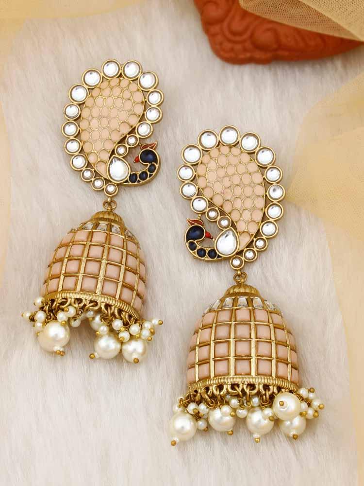 Peach Mayuri Jhumkis - Bling Bag