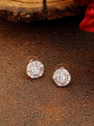 earrings - Bling Bag Rose Gold Parul Zirconia Studs