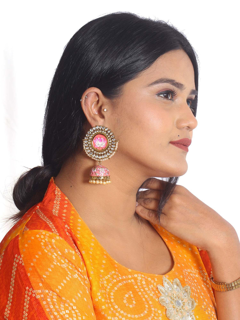 earrings - Bling Bag Coral Avanti Designer Jhumkis