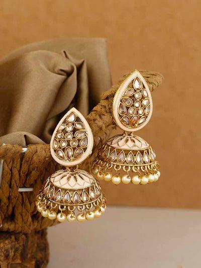 earrings - Bling Bag Peach Aliza Jhumki Earrings