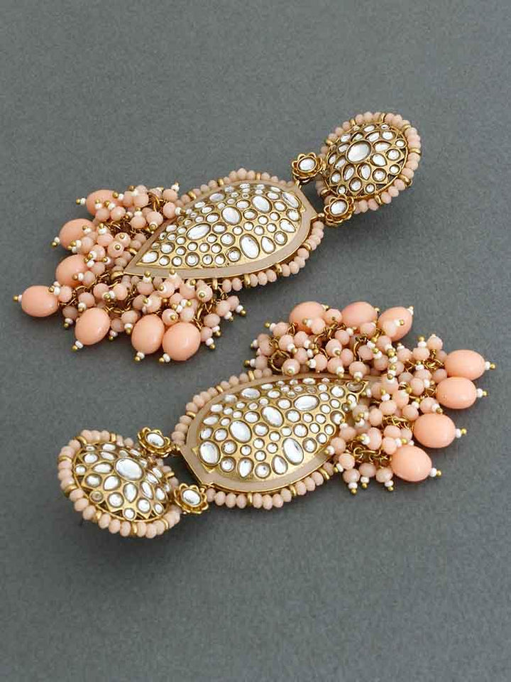 Peach Chaitali Designer Earrings - Bling Bag