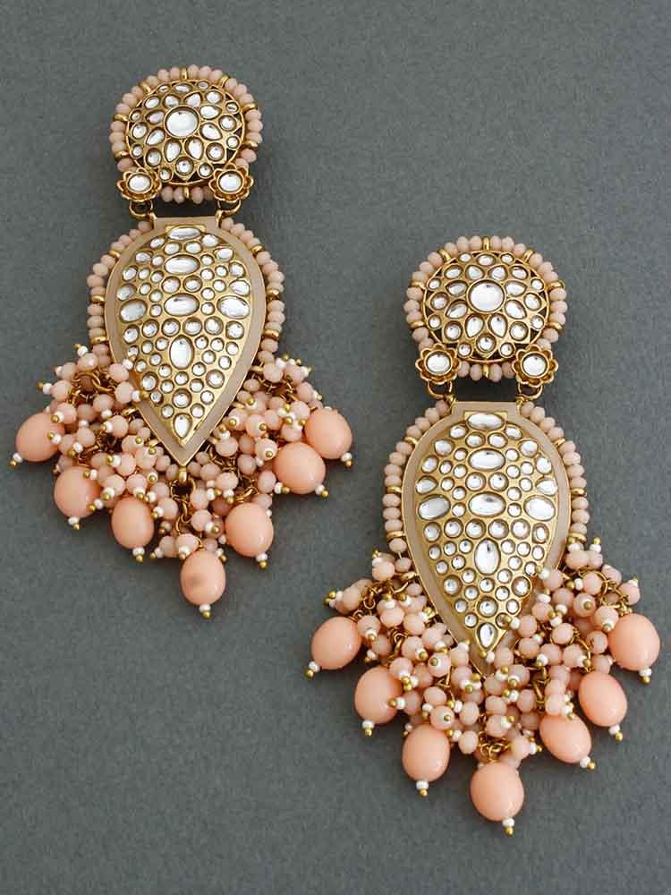 Peach Chaitali Designer Earrings - Bling Bag