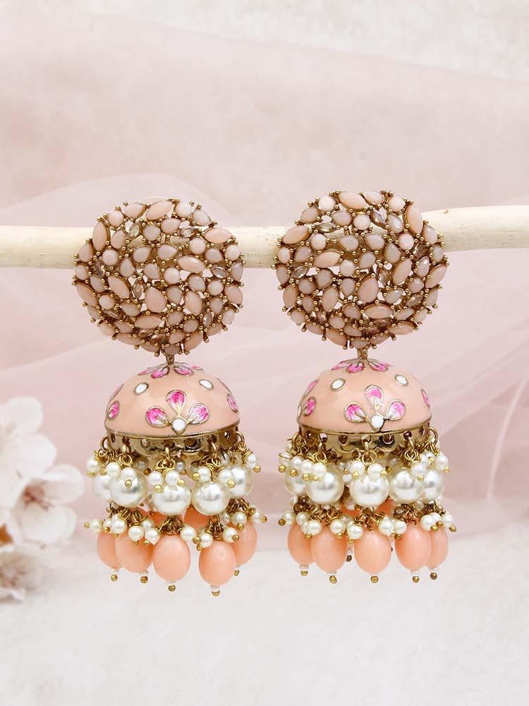 Peach Daliha Jhumkis - Bling Bag