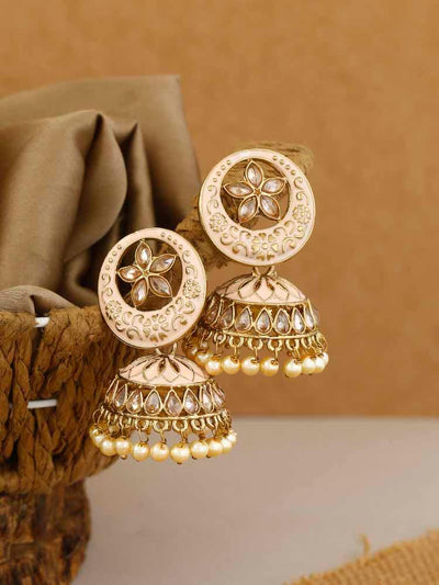 earrings - Bling Bag Peach Kishor Jhumki Earrings
