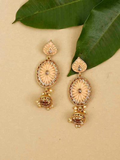 earrings - Bling Bag Peach Noor Jhumki Earrings
