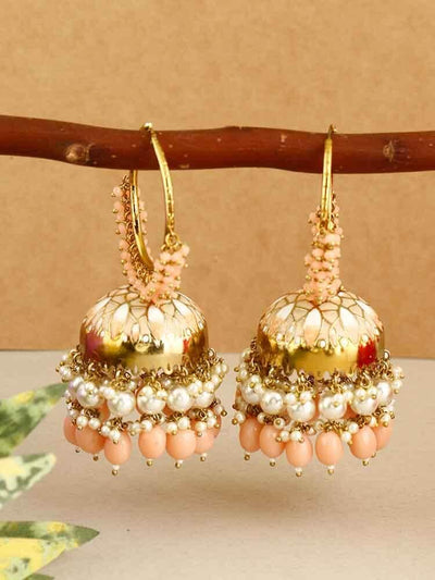 earrings - Bling Bag Peach Rajamani Hoop Jhumki