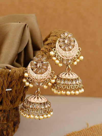 earrings - Bling Bag Peach Shakuntala Jhumki Earrings