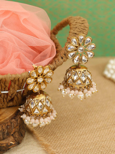 earrings - Bling Bag Peach Jayrani Designer Jhumkis