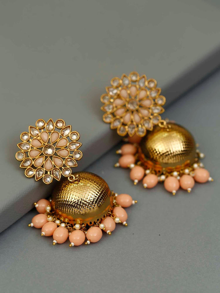 earrings - Bling Bag Peach Purva Designer Jhumkis