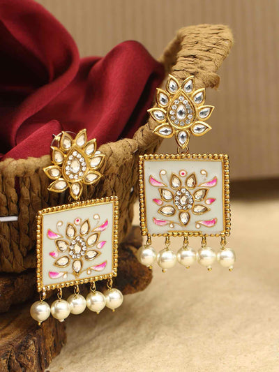 earrings - Bling Bag Pearl Grey Kalavati Designer Earrings