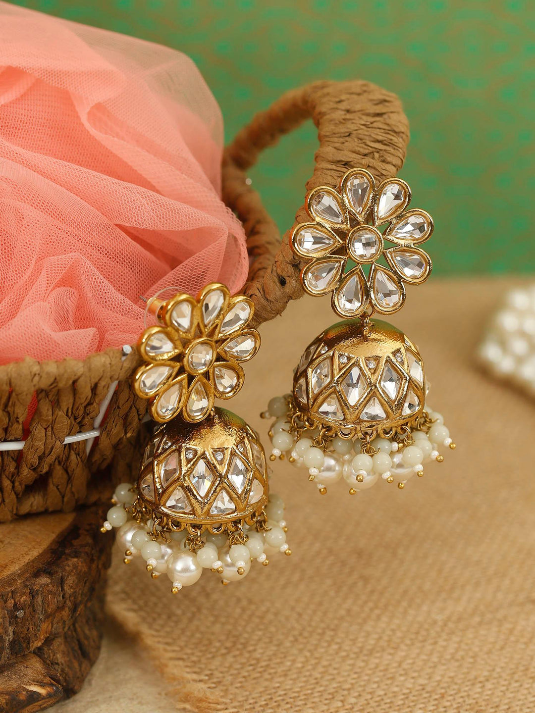 earrings - Bling Bag Ivory Jayrani Designer Jhumkis