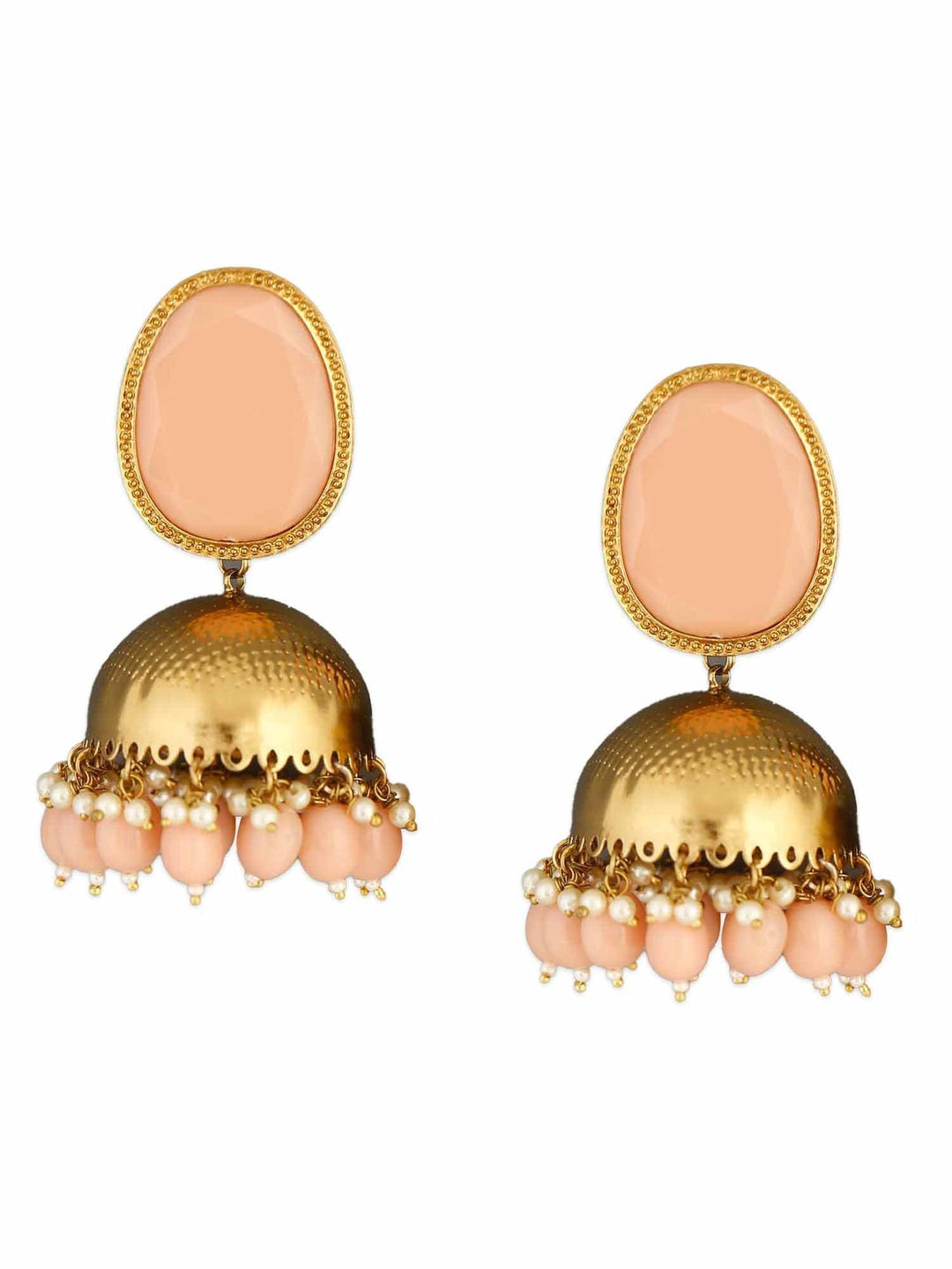earrings - Bling Bag Peach Magna Shesha Designer Jhumkis