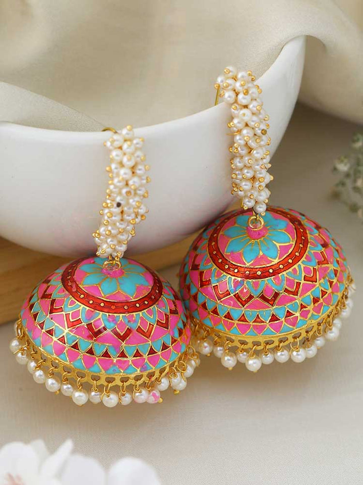 Pink Laranya Jhumkis
