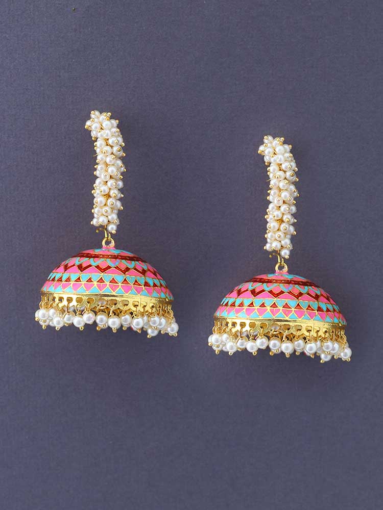 Pink Laranya Jhumkis