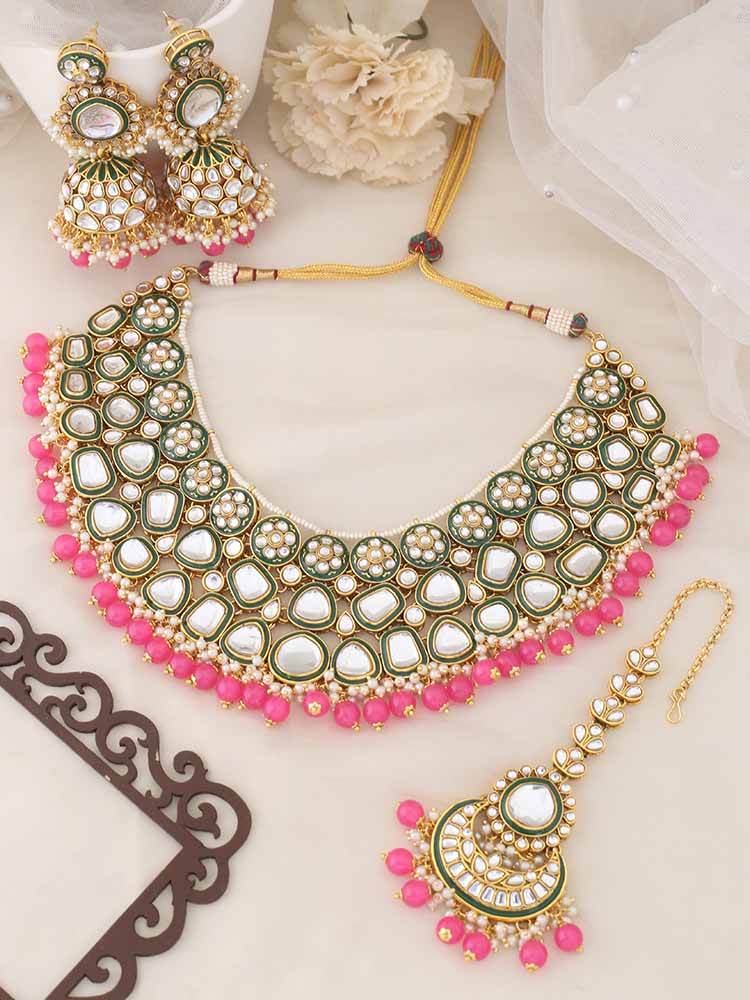Pink Sangmesh Jewellery Set