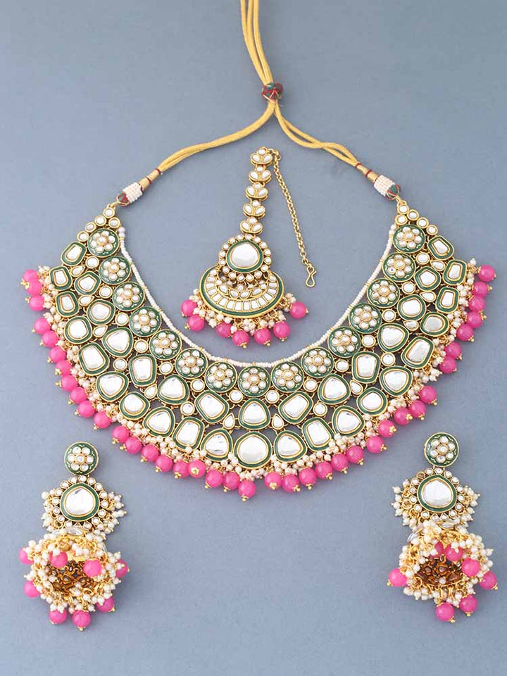Pink Sangmesh Jewellery Set
