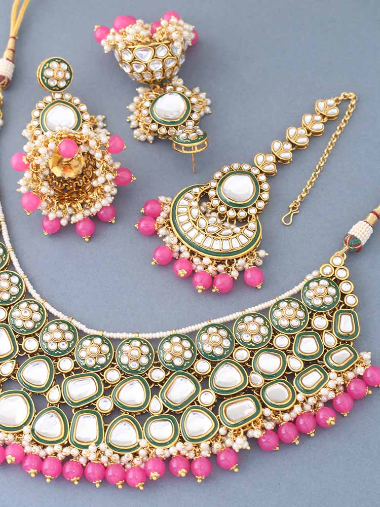 Pink Sangmesh Jewellery Set