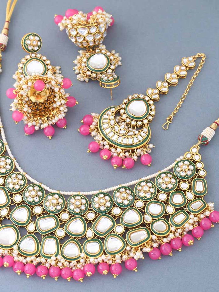 Pink Sangmesh Jewellery Set