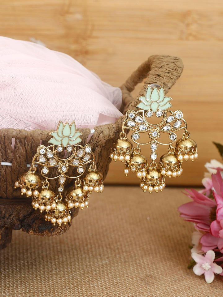 earrings - Bling Bag Smoke Lotus Multiple Jhumkis