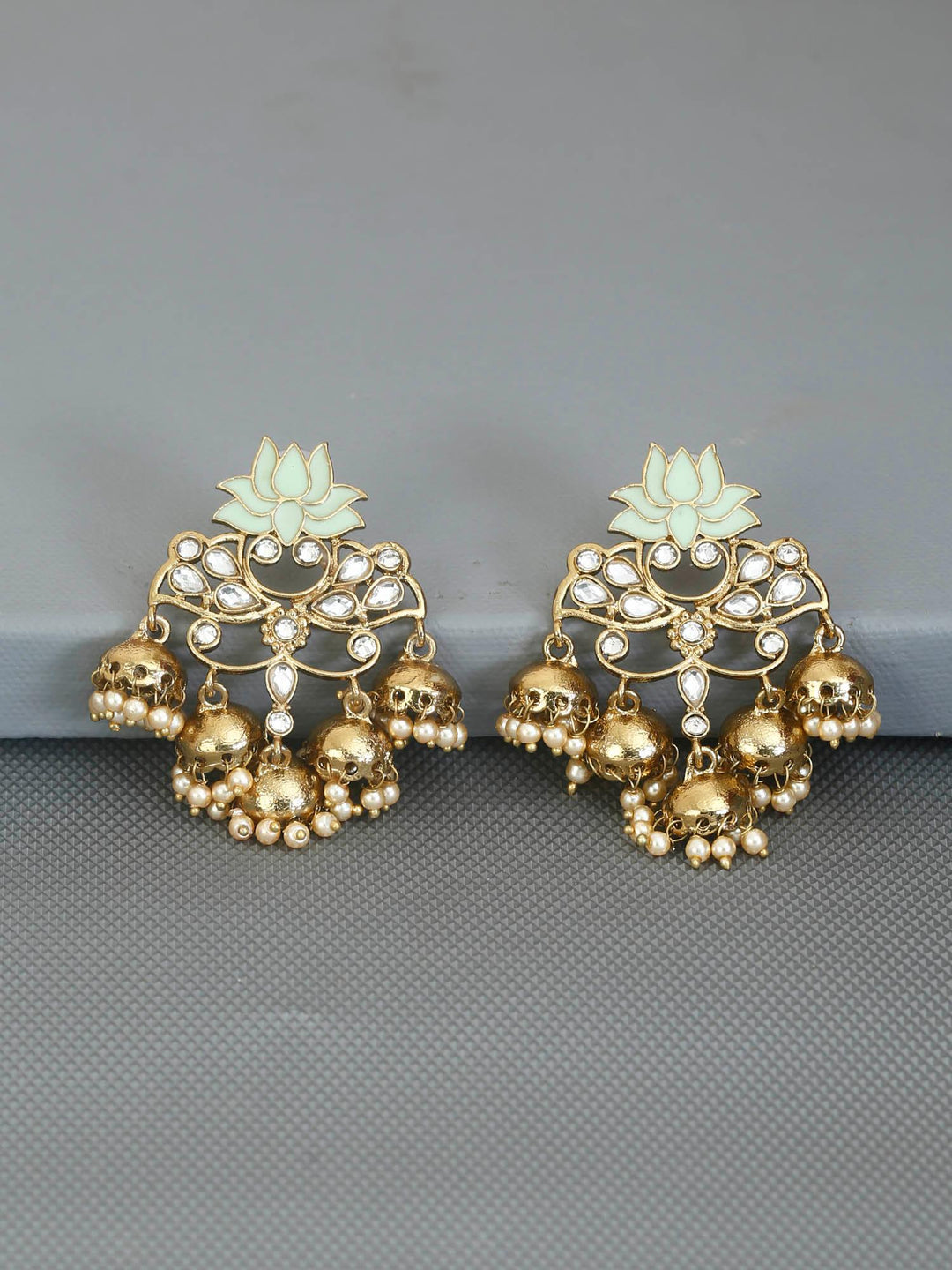 earrings - Bling Bag Smoke Lotus Multiple Jhumkis
