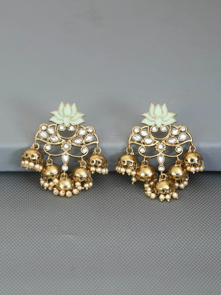 earrings - Bling Bag Smoke Lotus Multiple Jhumkis