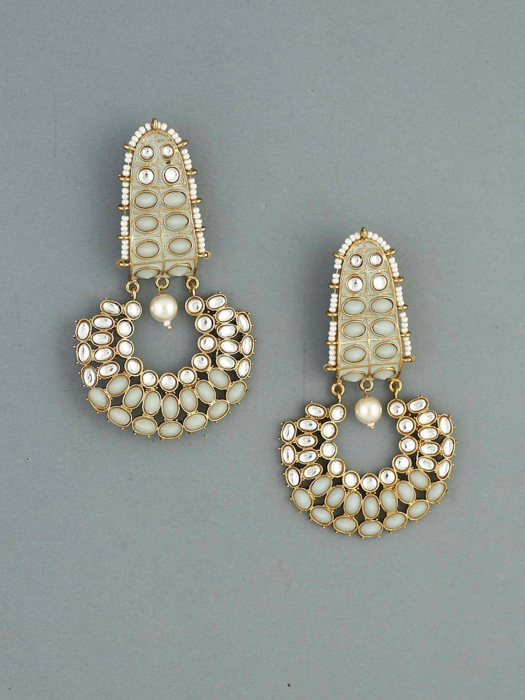 earrings - Bling Bag Smoke Daljit Designer Chandbali Earrings