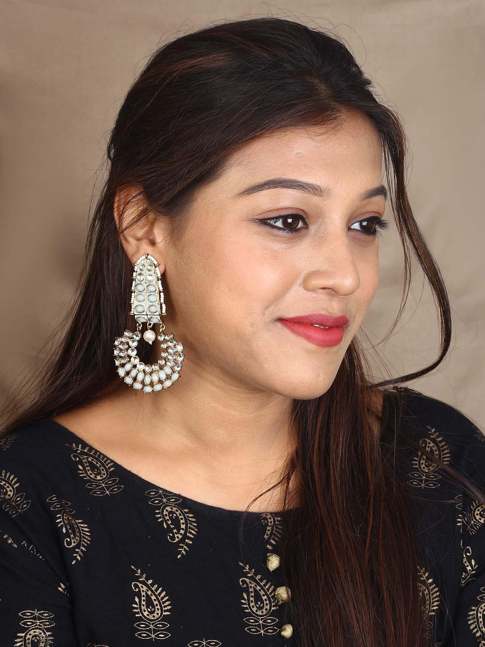 earrings - Bling Bag Smoke Daljit Designer Chandbali Earrings