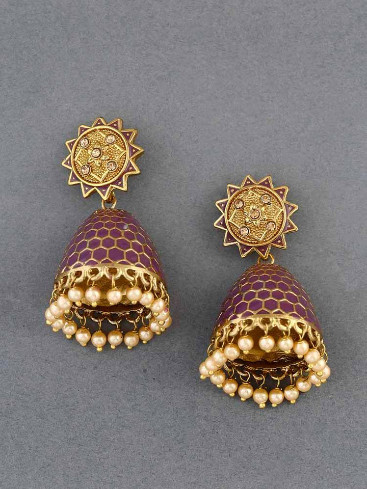 earrings - Bling Bag Purple Bell Ethnic Earrings