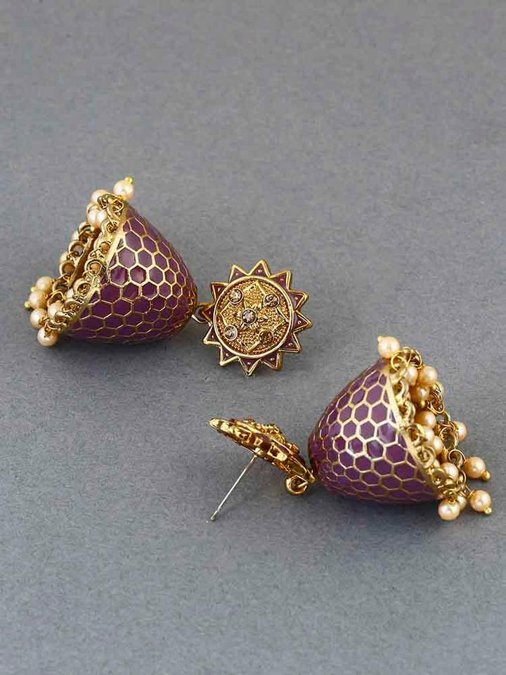 earrings - Bling Bag Purple Bell Ethnic Earrings
