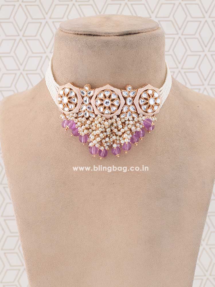 Purple Dhivja Jewellery Set