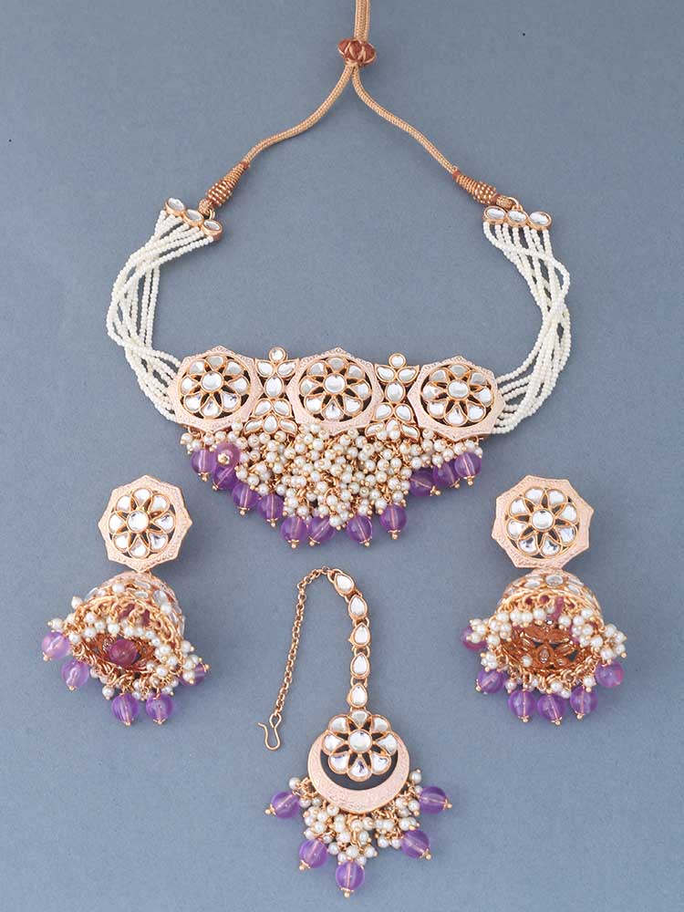 Purple Dhivja Jewellery Set