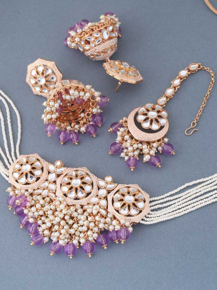 Purple Dhivja Jewellery Set