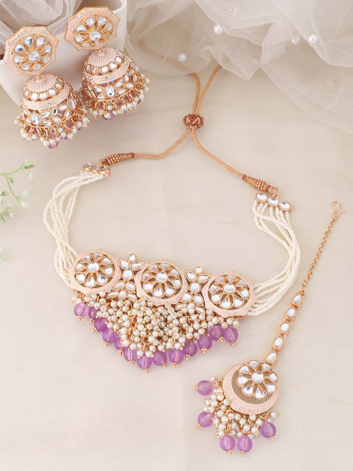 Purple Dhivja Jewellery Set