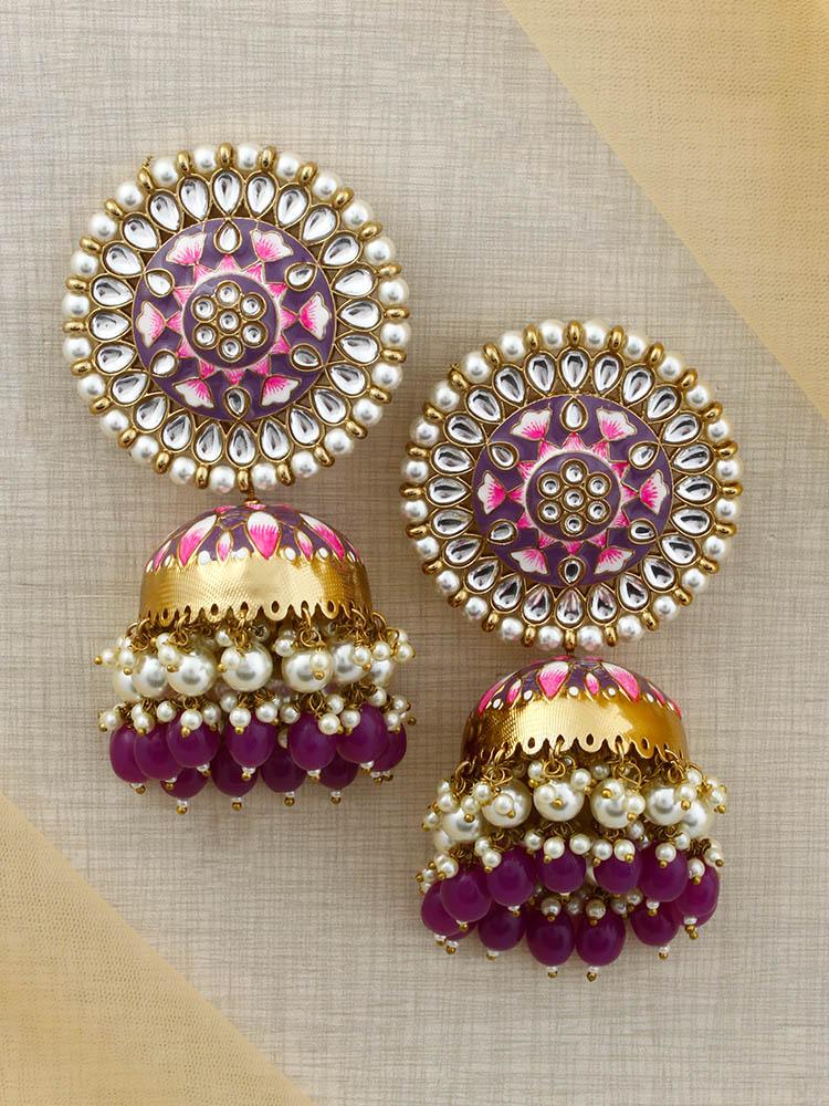 Purple Kritika Jhumkis - Bling Bag